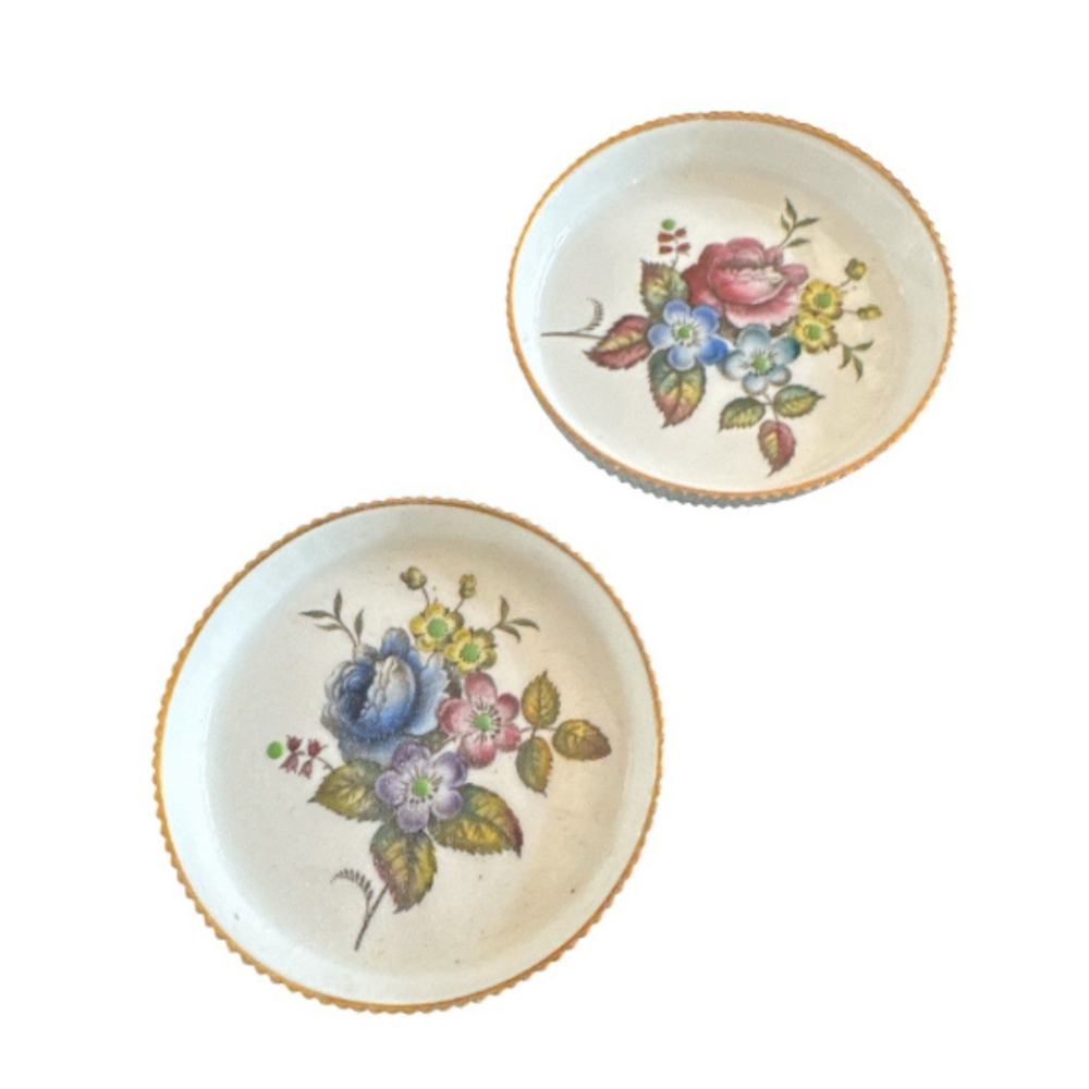 Vintage Royal Worcester Coasters Find Bone China Floral Ruffle Look England 60’S